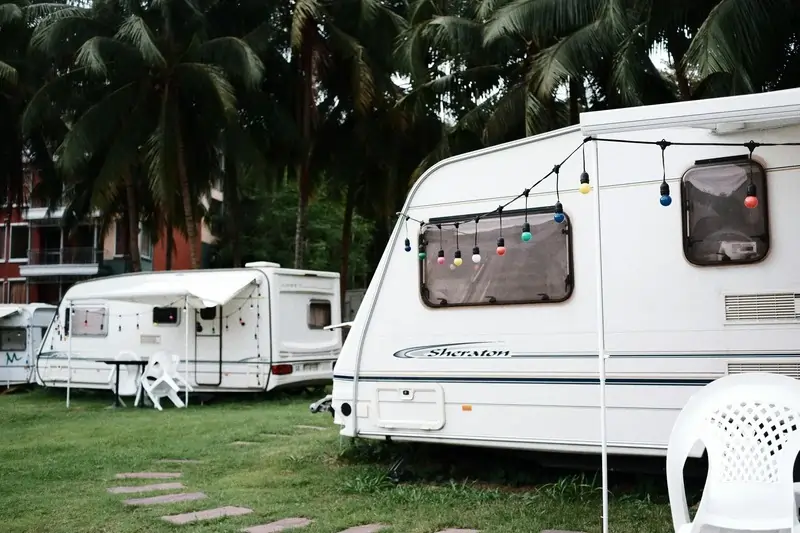 Caravan parked up at a rest area in Australia